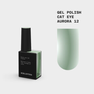 BIBLIOTEKA Gelinis lakas Cat Eye Nr. 12 Aurora - žalsvas 10ml